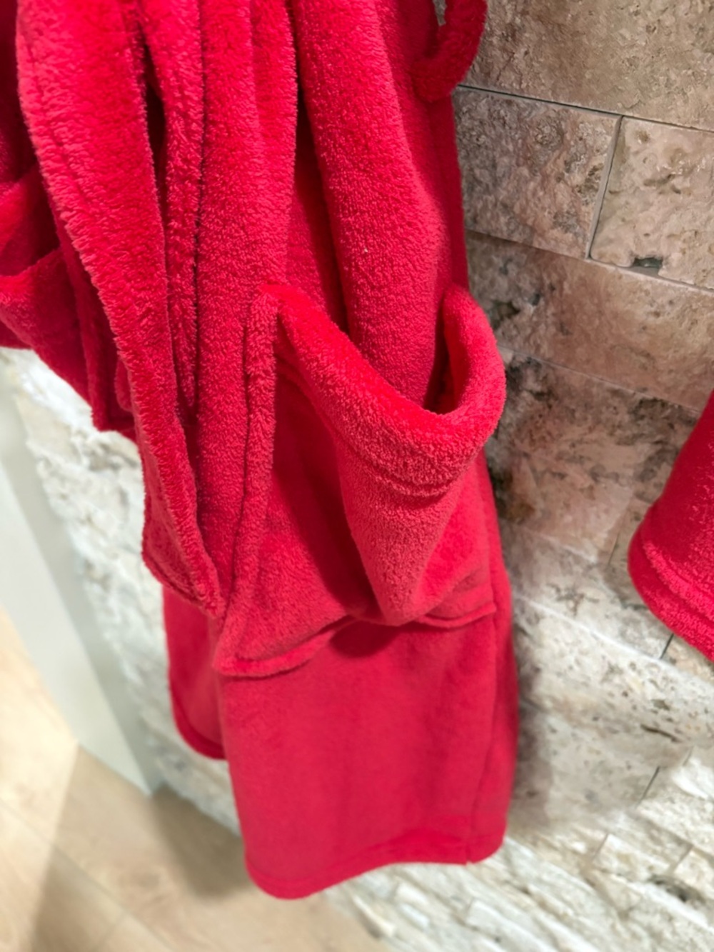 Red Plush Shawl Collar Robe - Picture 3 of 3